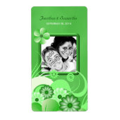 緑のハイビスカス結婚の大きな写真の好意ワインラベル ラベル (正面)