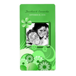 緑のハイビスカス結婚の大きな写真の好意ワインラベル ラベル