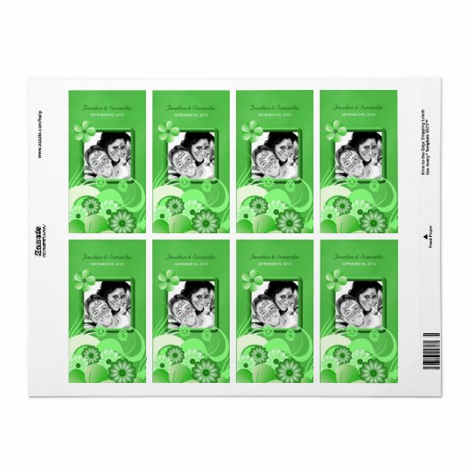 緑のハイビスカス結婚の大きな写真の好意ワインラベル ラベル (フルシート)