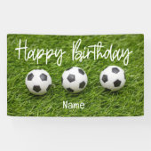緑のハッピーバースデーサイン付きサッカーボール 横断幕 (横)