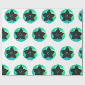 緑のハワイアンの花模様 ラッピングペーパー (フラット)