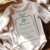 緑のハンドドロードドールボウお洒落ベビーシャワー サンキューカード