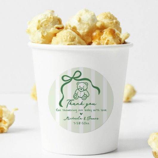 緑のハンドドロードドールボウお洒落ベビーシャワー ラウンドシール