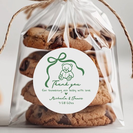 緑のハンドドロードドールボウお洒落ベビーシャワー ラウンドシール