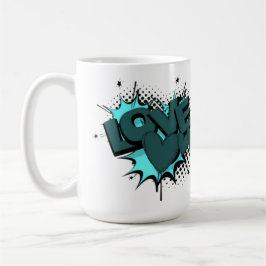 緑のハートで単語を愛する コーヒーマグカップ