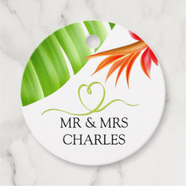 緑のハートと熱帯離れのと花 フェイバータグ