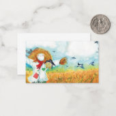 緑のハートのかかしとスワローイラスト ノートカード (正面/裏面インサイチュ)