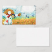 緑のハートのかかしとスワローイラスト ノートカード (正面/裏面)