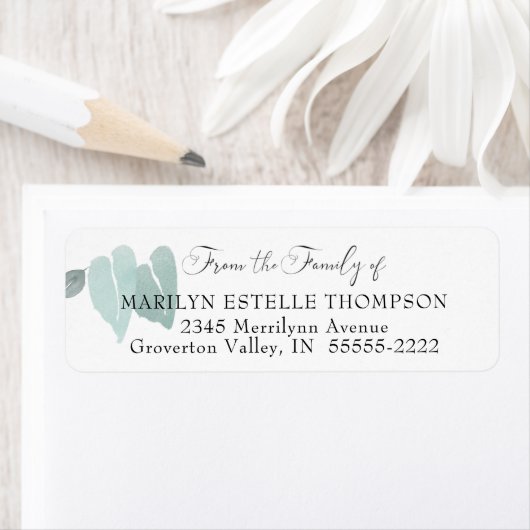 緑のハートの家族の葉葬 ラベル (インサイチュ)