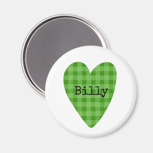 緑のハートアートキッズNAME家族の祖父母おもしろい マグネット (正面/裏面)