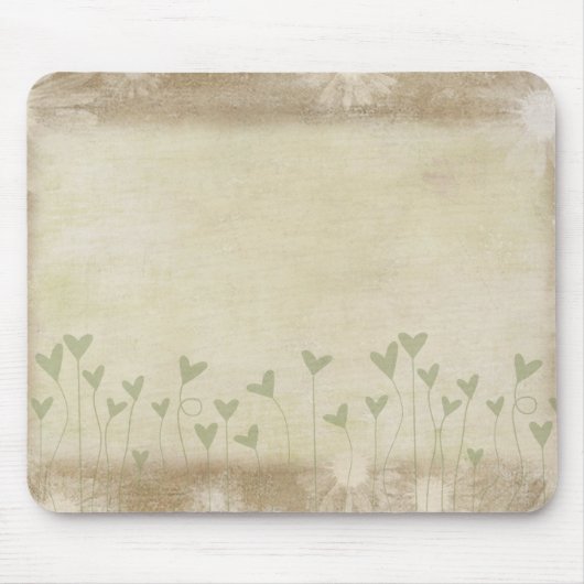 緑のハートオンブラウン マウスパッド (正面)