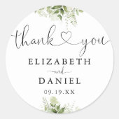 緑のハートスクリプトサンキュー結婚式の引き出物 ラウンドシール (正面)