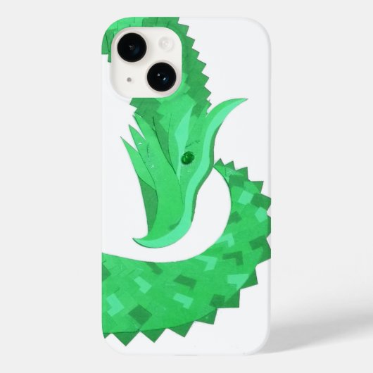 緑のハートドラゴンオンホワイト Case-Mate iPhoneケース (裏面)