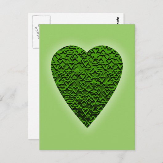 緑のハートパターン(の模様が)あるハートデザイン。 ポストカード (正面/裏面)