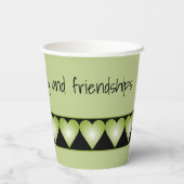 緑のハートパターン（黒） 紙コップ (裏面)