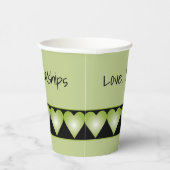 緑のハートパターン（黒） 紙コップ (右)
