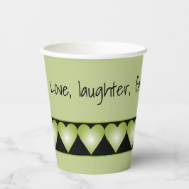 緑のハートパターン（黒） 紙コップ