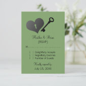 緑のハートロックと鍵応答カード 出欠カード (スタンド正面)