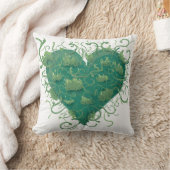 緑のハート内 クッション (ブランケット)