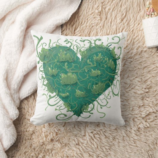 緑のハート内 クッション (ブランケット)