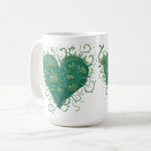 緑のハート内 コーヒーマグカップ (正面左)