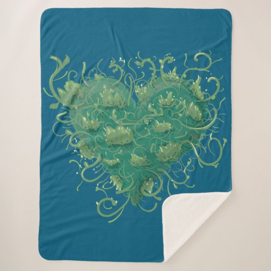 緑のハート内 シェルパブランケット (正面)