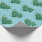 緑のハート内 ラッピングペーパー (角)