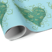 緑のハート内 ラッピングペーパー (ロールコーナー)
