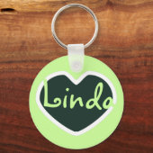 緑のハート名keychain キーホルダー (正面)