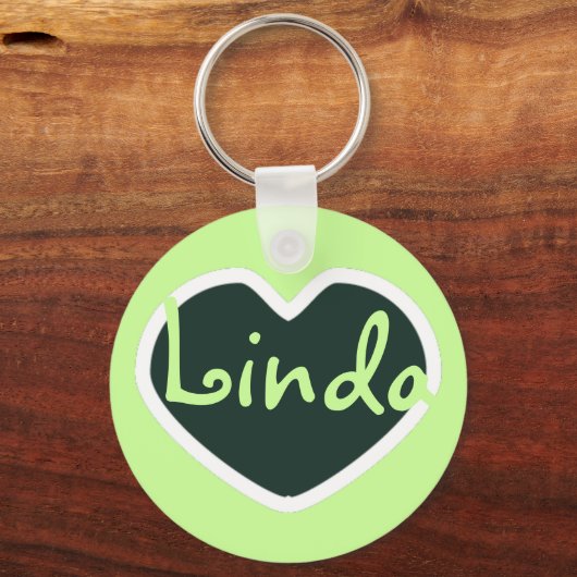 緑のハート名keychain キーホルダー (正面)
