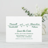 緑のハート数式日付の保存招待状 招待状 (スタンド正面)