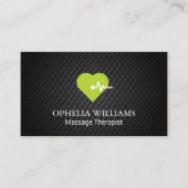 緑のハート率アイコン |黒いタイリング 名刺 (正面)