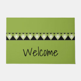 緑のハート詳細 ドアマット