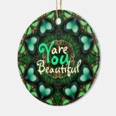 緑のハート:あなたは美しい素晴らしオーナメント セラミックオーナメント (左)