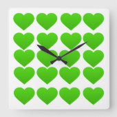緑のハート スクエア壁時計 (正面)