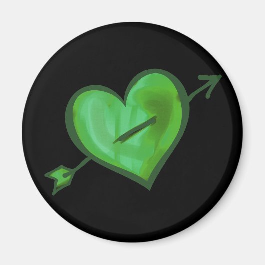 緑のハート（矢印） マグネット (正面)