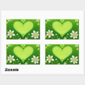 緑のハート 長方形シール (シート)