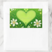 緑のハート 長方形シール (バッグ)