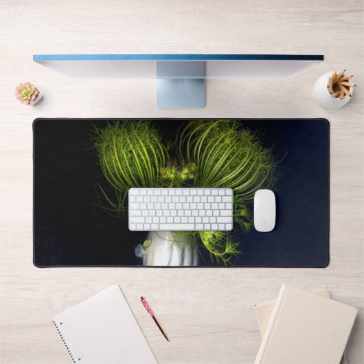 緑のハート（黒） デスクマット (オフィス1)