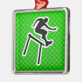 緑のハードル選手 メタルオーナメント (左)