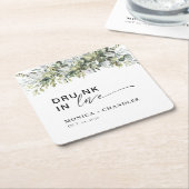 緑のハーバル結婚ズ スクエアペーパーコースター (アングル)