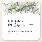 緑のハーバル結婚ズ スクエアペーパーコースター (正面)