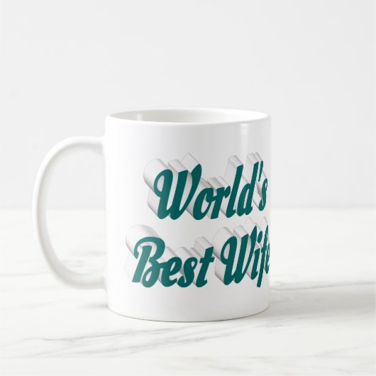 緑のハーフ文字のマグカップを持つ妻 コーヒーマグカップ (左)