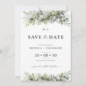 緑のハーブは日付カードを保存 招待状 (正面)