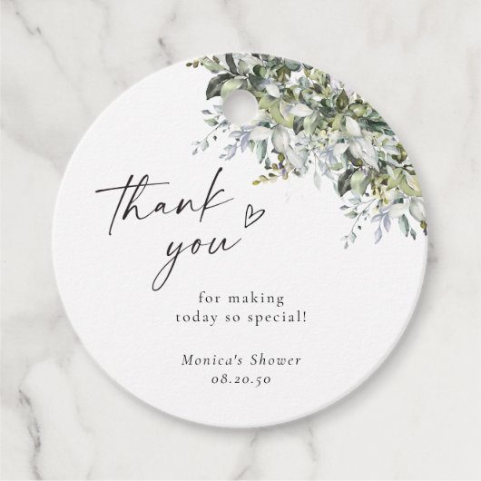 緑のハーブベイビーシャワーギフトラベル フェイバータグ (正面)