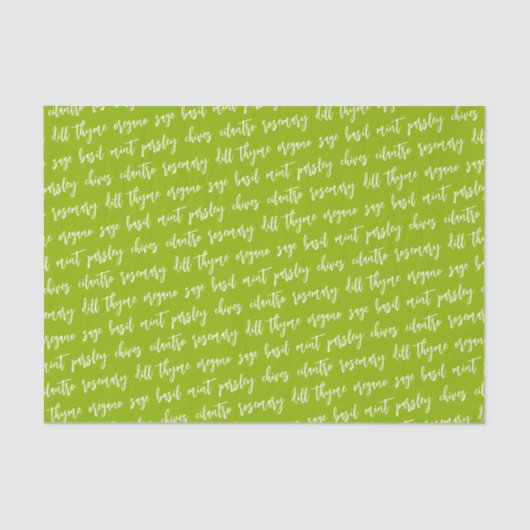 緑のハーブ名のスクリプト 薄葉紙 (正面)