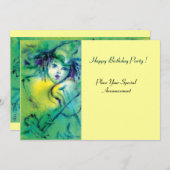 緑のバイオリン奏者のピエロ / カーニバルの顔 招待状 (正面/裏面)