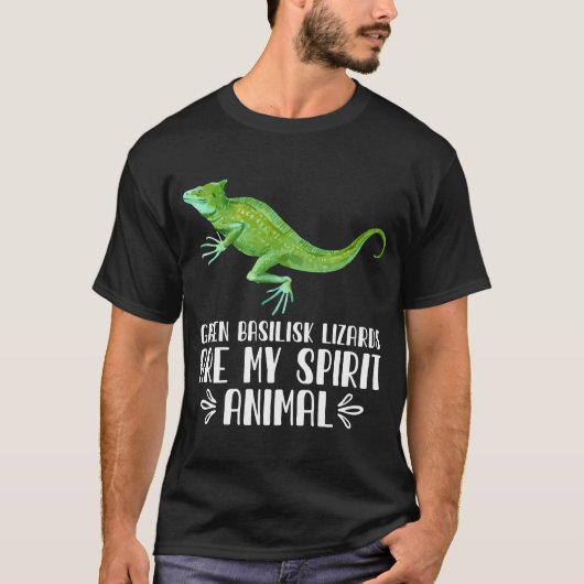 緑のバシリスクトカゲは私の精神の動物である Tシャツ (正面)