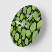 緑のバジルの葉のハーブパターン植物学 ラウンド壁時計 (傾斜)