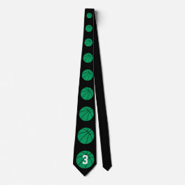 緑のバスケットボールコーチ/カスタムプレイヤー番号/レター ネクタイ